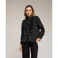 Tantra Camicia da donna 'Blusa de lunares con volantes en el pecho. (NEGRA)' nero