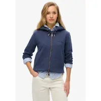 Superdry per donna. W2012422A Felpa con cappuccio e zip Essential Logo, blu (XL), Casual, Cotone, Navy