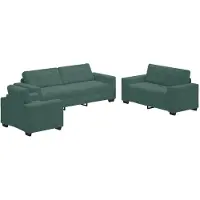 vidaXL Set di divani, 3 pezzi, velluto verde scuro