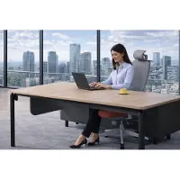 Xl Moebel Gmbh Scrivania angolare grigio-marrone, elegante scrivania da ufficio, raffinati mobili in legno