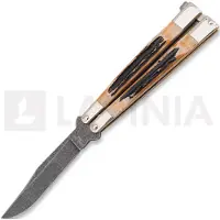 Bear & Son Coltello a farfalla Balisong Damascus Stag