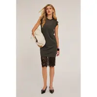 Motivi Knit Dress With Lace Trims Grey Taglia: S | Abiti Mini Outlet | Donna | Grigio