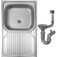 Deante Lavello da cucina in acciaio 80x50 cm con vasca e sifone, superficie satinata, facile da installare