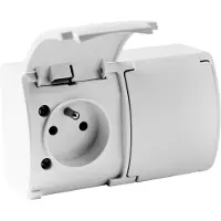 Elektro-Plast presa di corrente a 2 vie Sistema francese Presa di corrente doppia Coperchio incernierato IP44 162-01 DV bianco