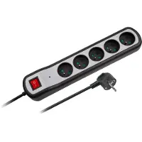 Rebel URZ3063-3W, prolunga con interruttore, 5 prese, 3 metri, colore nero