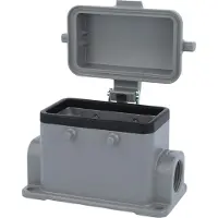 Harting Han 10B, alloggiamento basso, 2 uscite laterali M20, per 2 staffe (sulla parte superiore) con cappuccio di protezione