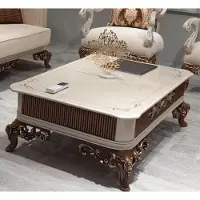 Casa Padrino tavolino barocco beige / grigio / marrone / oro - Magnifico tavolo da salotto in legno massiccio in stile barocco - Mobili da salotto barocchi - Nobile & Magnifico