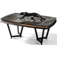 Casa Padrino Tavolino nero/rame 120 x 70 x h. 56 cm - Tavolo rettangolare da salotto - Mobili da salotto