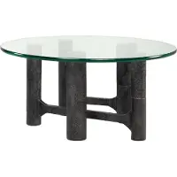 Casa Padrino Luxury Coffee Table Antique Black Ø 75 x H. 35,5 cm - Tavolo da salotto rotondo in alluminio con piano in vetro - Mobili Soggiorno - Mobili - Arredamento