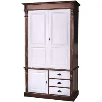 Casa Padrino armadio in stile country marrone antico / bianco 120 x 59 x H. 210 cm - Armadio per camera da letto in legno massiccio a 3 ante e 3 cassetti - Mobili per camera da letto in stile country