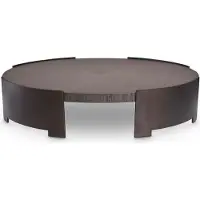 Casa Padrino Tavolino grigio/bronzo Ø 118,5 x h. 24,5 cm - Tavolo rotondo da salotto con piano in legno massiccio - Mobili da salotto - Mobili in legno massiccio - Mobili - Arredi