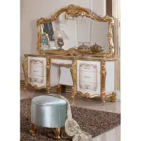 Casa Padrino Luxury Baroque Bedroom Set Bianco / Marrone / Oro / Turchese - 1 Comò Barocco & 1 Specchio Barocco & 1 Sgabello Barocco - Mobili da Camera da Letto Barocchi - Nobile & Magnifico