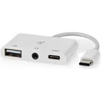 Nedis Ccgb64790wt01 Adattatore Usb Multiporta 3 In 1 Usb 2.0 Usb-c M-usb-a F/usb-c F/f 480 Mbps Nichelato 3.5mm 0.1 M
