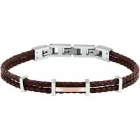Trussardi Bracciale Da Uomo In Pelle Marrone Intrecciata T-Leather Tjaxz12 — Bracciale
