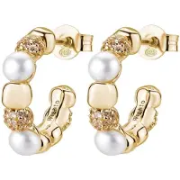 Rosato Luxurious hoop Orecchini con genuine pearls e zircons Azzurra RZAZ036