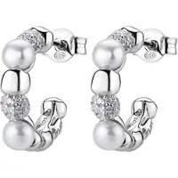 Rosato Luxurious hoop Orecchini con genuine pearls e zircons Azzurra RZAZ035