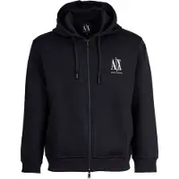 Armani Exchange per uomo. XM000371AF10818UB101 Felpa con cappuccio e zip intera in cotone-poliestere elasticizzato laminato blu navy (XL