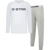 G-Star Pigiama lungo 'Stone' greige / grigio chiaro / nero / bianco
