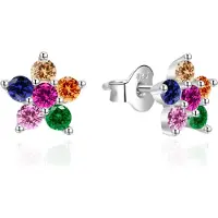 Agato Orecchini in argento a fiore con zirconi colorati AGT-E172PC