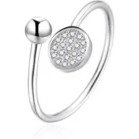 Agato Anello argento aperto con zirconi AGT-R37W circuito 52 mm — Anello