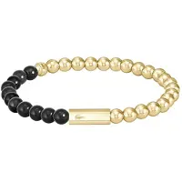 Lacoste Bracciale Con Perline In Acciaio Placcato Oro Orbe 2040247 — Bracciale
