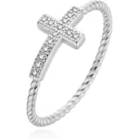 Agato Anello Coordinato Argento Con Zirconi Cross AGT-R71W Circuito 54mm — Anello