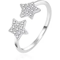 Agato Anello aperto argento Stelle zirconi AGT-R11W Circuito 57 mm — Anello