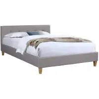 CARO-Möbel Letto imbottito ADELE con tessuto grigio 140x200 cm letto matrimoniale letto per ragazzi con rete a doghe, rivestimento in tessuto
