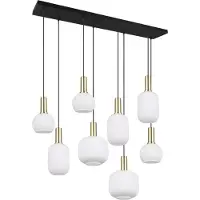 TRIO Lighting Lampada a sospensione Diva, a 8 luci, color ottone, opale, metallo, vetro