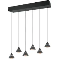 TRIO Lighting Lampada LED a sospensione Romeo, lunghezza 75 cm, nera, metallo, a 6 luci.