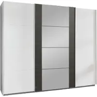 Wimex Armadio ad ante scorrevoli Berna Armadio design selezionabile, bianco / acciaio grezzo, 313x64x236cm