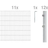 Alberts 669911 Staccionata doppia come set di recinzione completo da 24 pezzi, zincato a caldo, altezza 183 cm, lunghezza 27,5 m