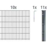 Alberts Recinzione a pannelli doppi, modello 679576, set completo da 22 elementi, colore antracite, altezza 123 cm, lunghezza 25 metri