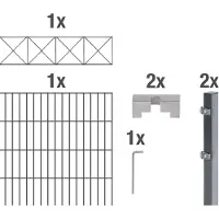 Alberts 667801 Staccionata doppia "Nexus" come set completo di 7 pezzi, plastificata, antracite, altezza 140 cm, lunghezza 2 m
