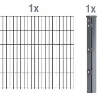 Alberts 645670 Recinzione a doppia rete metallica come set completo, antracite, altezza 143 cm, lunghezza 2,5 m