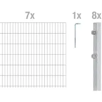 Alberts 669614 Recinzione a doppia rete metallica come set completo di 16 pezzi, zincato a caldo, altezza 143 cm, lunghezza 17,5 m