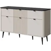 Feldmann-Wohnen Credenza Marly cassettiera 130x40x82cm colore selezionabile 3 ante, cashmere / pietra grigia
