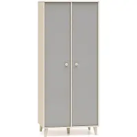 Feldmann-Wohnen Armadio per bambini Mevel 80x51x190 cm, colore a scelta, 2 ante: Sabbia del deserto / Grigio palladio