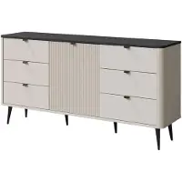 Feldmann-Wohnen Credenza Marly cassettiera 160x40x82cm colore selezionabile 1 anta cashmere / pietra grigia