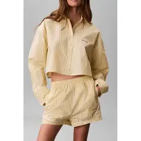 Calvin Klein Ck Graphic Cropped Sleep Top Sera Stripe Pear Sorbet Taglia: M | Magliette intime Outlet | Donna | Verde