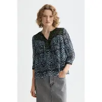 Scotch & Soda Contrast Yoke Short Sleeve Top Ikat Feather Blue Taglia: 38 | Maglie a manica lunga Outlet | Donna | Blu
