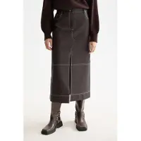 Scotch & Soda Faux Leather Midi Skirt With Front Slit Chocolate Plum Taglia: M | Gonne di pelle Outlet | Donna | Marrone