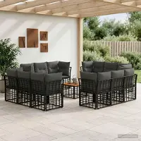 Prolenta Maison Exclusive - Set da esterno per divano, 13 pezzi, colore nero e grigio scuro, realizzato in poliestere