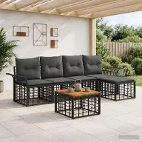 Prolenta Maison Exclusive - Set da esterno per divano, 6 pezzi, colore nero e grigio scuro, realizzato in poliestere