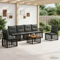 Prolenta Maison Exclusive - Set da esterno per divano, 7 pezzi, nero e grigio scuro, in poliestere