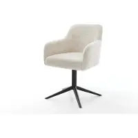 DELIFE Sedia girevole Greg-Flex Plüsch Bianco crema Base nera Girevole a 360° Funzione oscillante Materasso a molle insacchettate