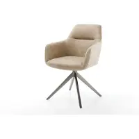 DELIFE Sedia girevole Pejo-Flex, rivestita in microfibra beige, stile vintage, struttura a croce, colore grafite, girevole a 360°, con funzione basculante e imbottitura a molle insacchettate