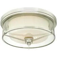 WESTINGHOUSE Plafoniera Glenford 33 cm in nichel spazzolato con vetro smerigliato e vetro trasparente con 2 sorgenti luminose