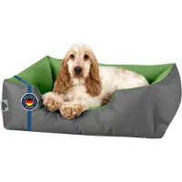 BedDog Lettino per cani LUPI, divanetto per cani, cuscino lavabile, GREEN-ROCK (grigio/verde), (S) ca. 55x40x17 cm