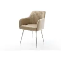 DELIFE Sedia da pranzo Greg-Flex Microfibra Beige Vintage 4 gambe coniche Acciaio inossidabile Molle insacchettate